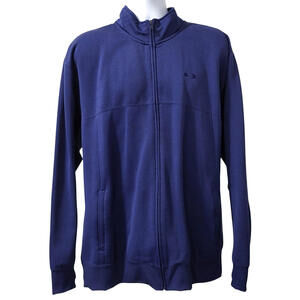 Oakley Men's Full Zip Jacket Size 2XL Blue Polyester Blend Mock Neck Thumb Holes